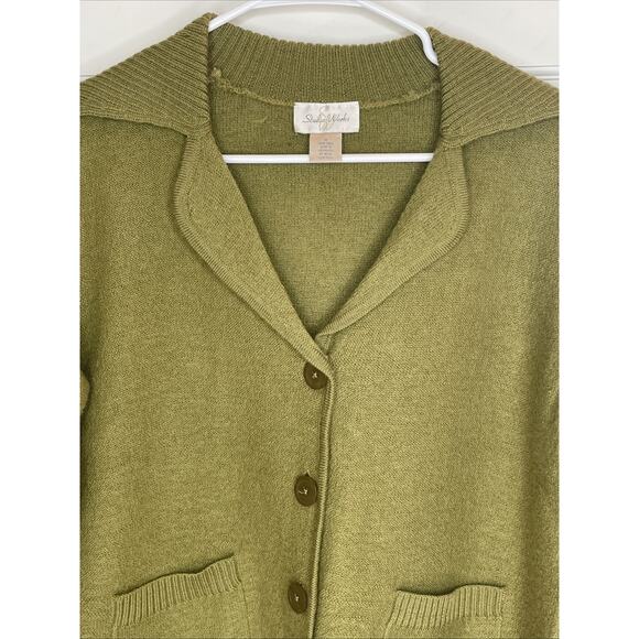Vintage Studio Works Women's 100% Wool Cardigan Sweater Sz M Retro Lagenlook - Picture 3 of 12